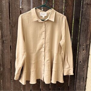 Pomander Place Ashlen Blouse NWT In Beige/Cream Sz L